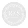Custom Round Clear Wedding Sticker Labels with White Ink-Set of 40-Andaz Press-Monogram Wreath-