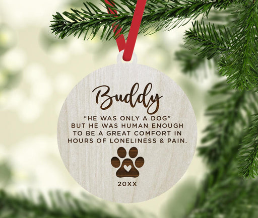 Custom Round Laser Cut Wood Pet Memorial Ornament-Set of 1-Andaz Press-Cat-