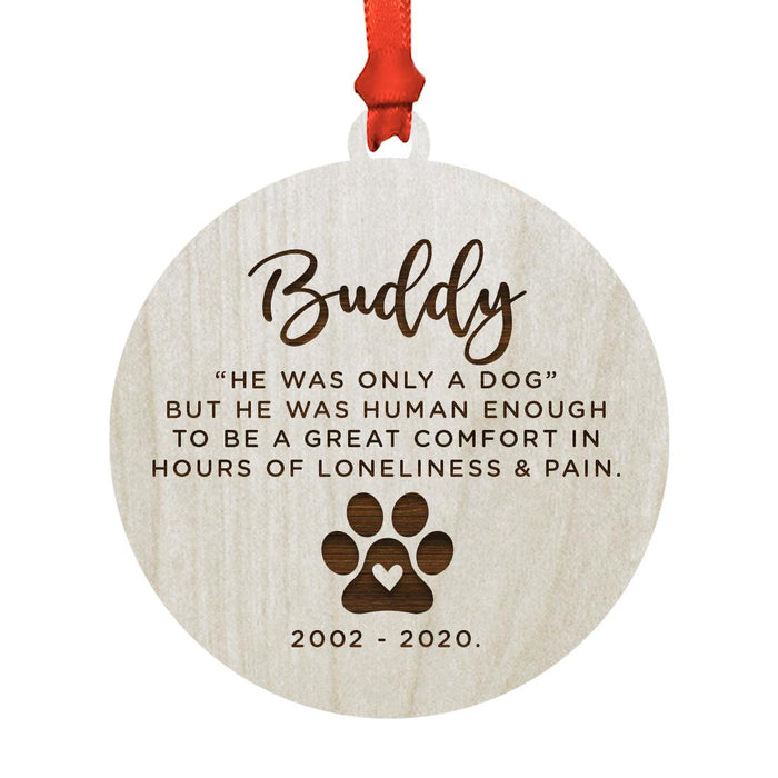 Custom Round Laser Cut Wood Pet Memorial Ornament-Set of 1-Andaz Press-Cat-