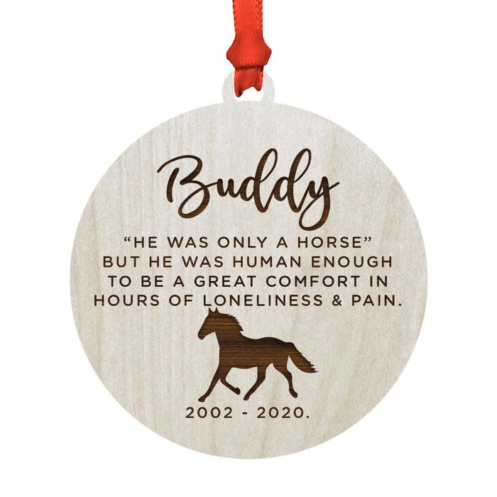 Custom Round Laser Cut Wood Pet Memorial Ornament-Set of 1-Andaz Press-Cat-