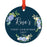 Custom Round Metal Christmas Ornament, Baby's First Christmas, Custom Name, Year-Set of 1-Andaz Press-Navy Blue Hydrangea Floral-