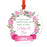 Custom Round Metal Christmas Ornament, Pink Flowers Banner, Includes Ribbon and Gift Bag-Set of 1-Andaz Press-First Christmas Custom-