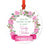 Custom Round Metal Christmas Ornament, Pink Flowers Banner, Includes Ribbon and Gift Bag-Set of 1-Andaz Press-First Christmas Custom-