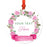 Custom Round Metal Christmas Ornament, Pink Flowers Banner, Includes Ribbon and Gift Bag-Set of 1-Andaz Press-First Christmas Custom-