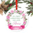 Custom Round Metal Christmas Ornament, Pink Flowers Banner, Includes Ribbon and Gift Bag-Set of 1-Andaz Press-First Christmas Custom-