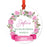 Custom Round Metal Christmas Ornament, Pink Flowers Banner, Includes Ribbon and Gift Bag-Set of 1-Andaz Press-First Christmas Custom-