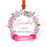 Custom Round Metal Christmas Ornament, Pink Flowers Banner, Includes Ribbon and Gift Bag-Set of 1-Andaz Press-First Christmas Custom-