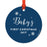Custom Round Metal Christmas Tree Ornament, Baby's First Christmas, Includes Ribbon and Gift Bag-Set of 1-Andaz Press-Chalkboard Floral-