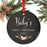 Custom Round Metal Christmas Tree Ornament, Baby's First Christmas, Includes Ribbon and Gift Bag-Set of 1-Andaz Press-Chalkboard Floral-