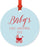 Custom Round Metal Christmas Tree Ornament, Baby's First Christmas, Includes Ribbon and Gift Bag-Set of 1-Andaz Press-Chalkboard Floral-