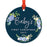 Custom Round Metal Christmas Tree Ornament, Baby's First Christmas, Includes Ribbon and Gift Bag-Set of 1-Andaz Press-Chalkboard Floral-