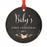 Custom Round Metal Christmas Tree Ornament, Baby's First Christmas, Includes Ribbon and Gift Bag-Set of 1-Andaz Press-Chalkboard Floral-