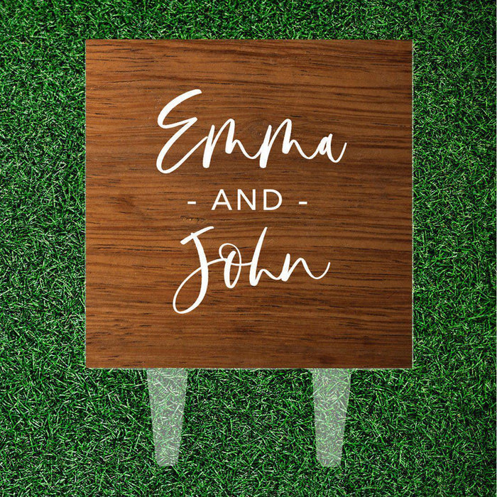 Custom Rustic Country Square Acrylic Cake Topper Collection-Set of 1-Andaz Press-Rustic Wood First Names Custom-