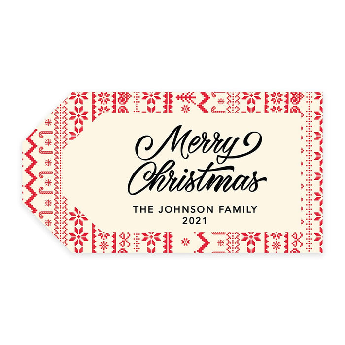 Custom Self Adhesive Classic Christmas Gift Sticker Labels, Christmas Name Labels for Gifts-Set of 1-Andaz Press-Thank You Snow Much-