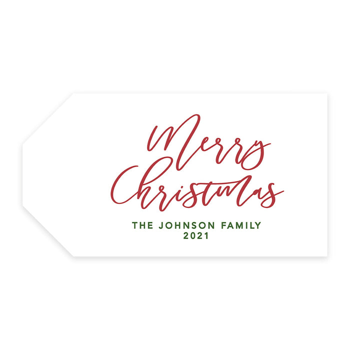 Custom Self Adhesive Classic Christmas Gift Sticker Labels, Christmas Name Labels for Gifts-Set of 1-Andaz Press-Cursive Merry Christmas-