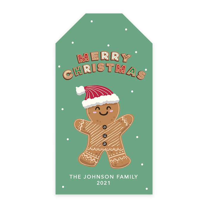Custom Self Adhesive Classic Christmas Gift Sticker Labels, Christmas Name Labels for Gifts-Set of 1-Andaz Press-Gingerbread Man-