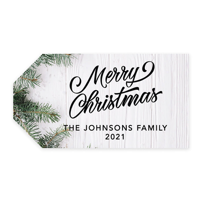 Custom Self Adhesive Classic Christmas Gift Sticker Labels, Christmas Name Labels for Gifts-Set of 1-Andaz Press-Rustic-