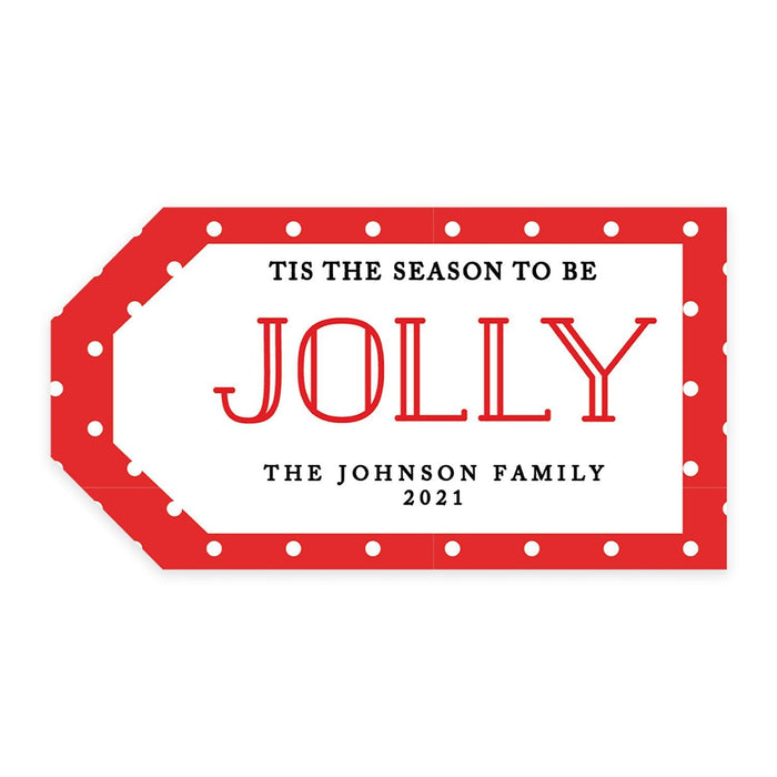 Custom Self Adhesive Classic Christmas Gift Sticker Labels, Christmas Name Labels for Gifts-Set of 1-Andaz Press-Tis the Season To Be Jolly-