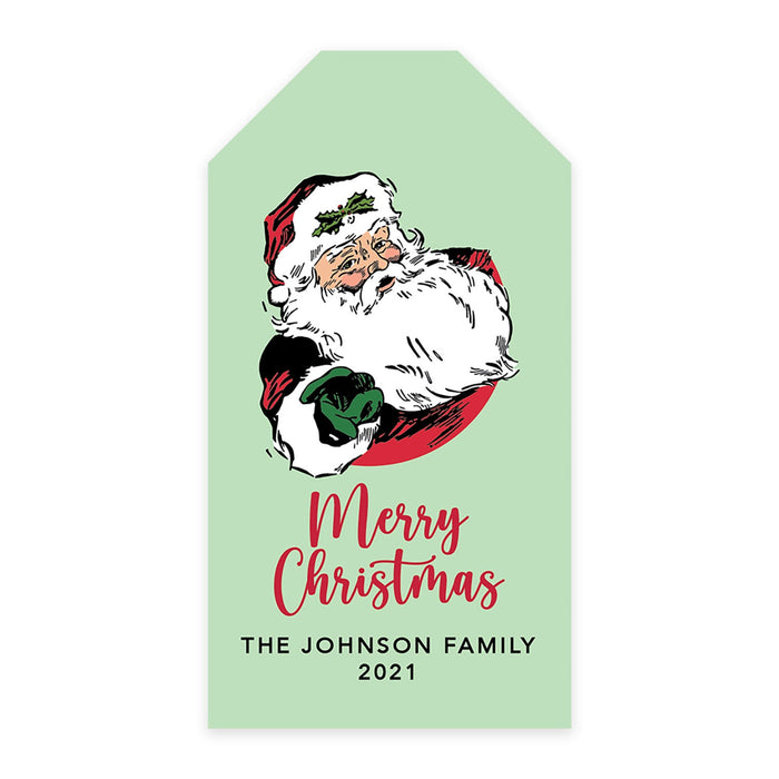 Custom Self Adhesive Classic Christmas Gift Sticker Labels, Christmas Name Labels for Gifts-Set of 1-Andaz Press-Vintage Santa-