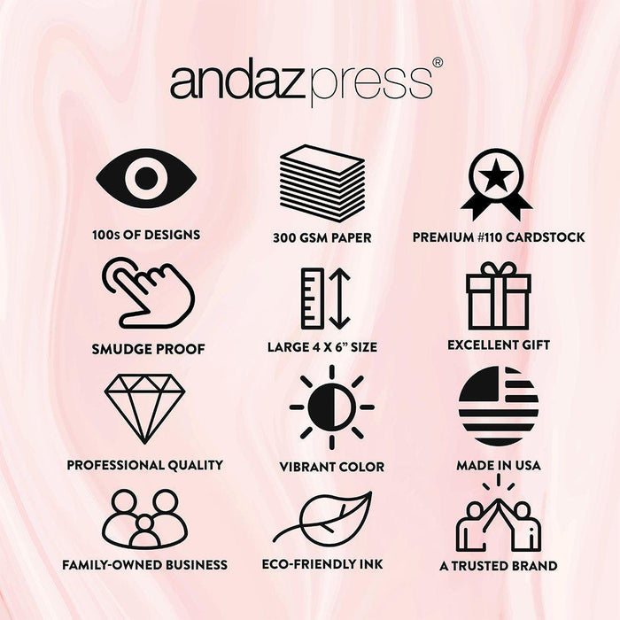 Custom Share a Memory Cards for Weddings, Celebrations, and Life Events-Set of 52-Andaz Press-Blush Pink Florals-