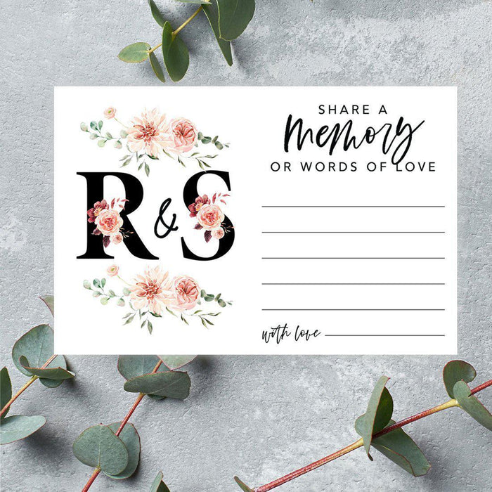 Custom Share a Memory Cards for Weddings, Celebrations, and Life Events-Set of 52-Andaz Press-Blush Pink Florals-