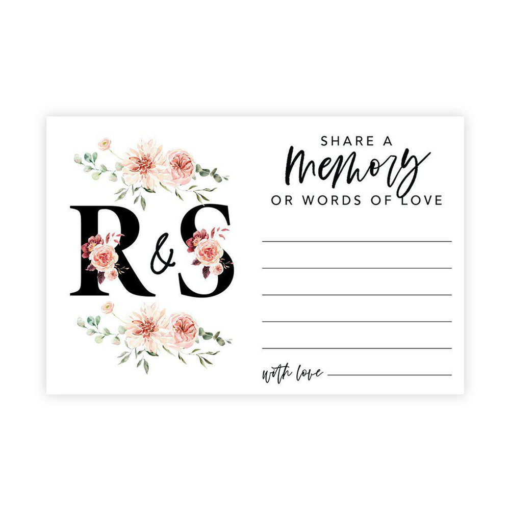 Custom Share a Memory Cards for Weddings, Celebrations, and Life Events-Set of 52-Andaz Press-Blush Pink Florals-
