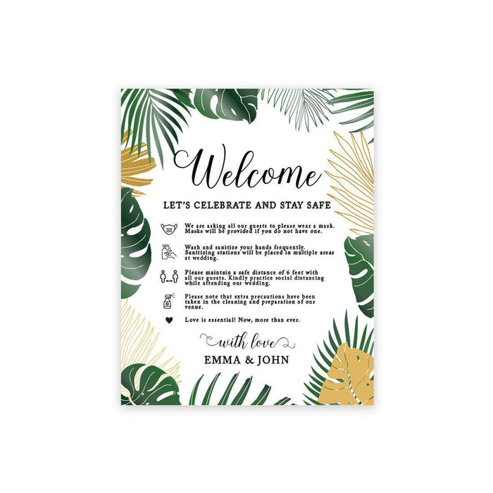 Custom Social Distance Canvas Wedding Party Signs, Welcome Let's Celebrate and Stay Safe-Set of 1-Andaz Press-Celebrate Canvas-