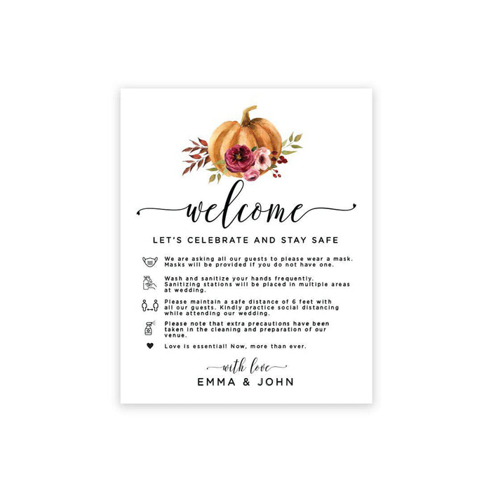 Custom Social Distance Canvas Wedding Party Signs, Welcome Let's Celebrate and Stay Safe-Set of 1-Andaz Press-Celebrate Canvas-