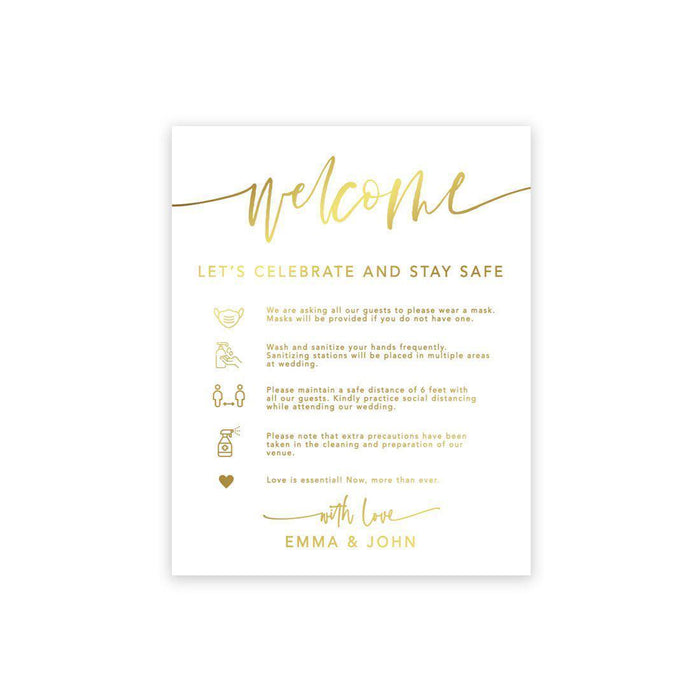 Custom Social Distance Canvas Wedding Party Signs, Welcome Let's Celebrate and Stay Safe-Set of 1-Andaz Press-Celebrate Canvas-