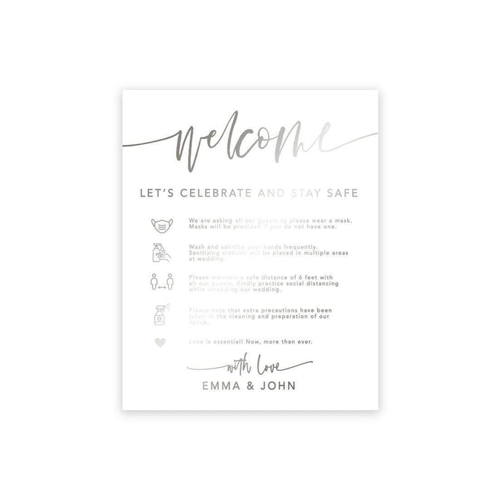 Custom Social Distance Canvas Wedding Party Signs, Welcome Let's Celebrate and Stay Safe-Set of 1-Andaz Press-Celebrate Canvas-