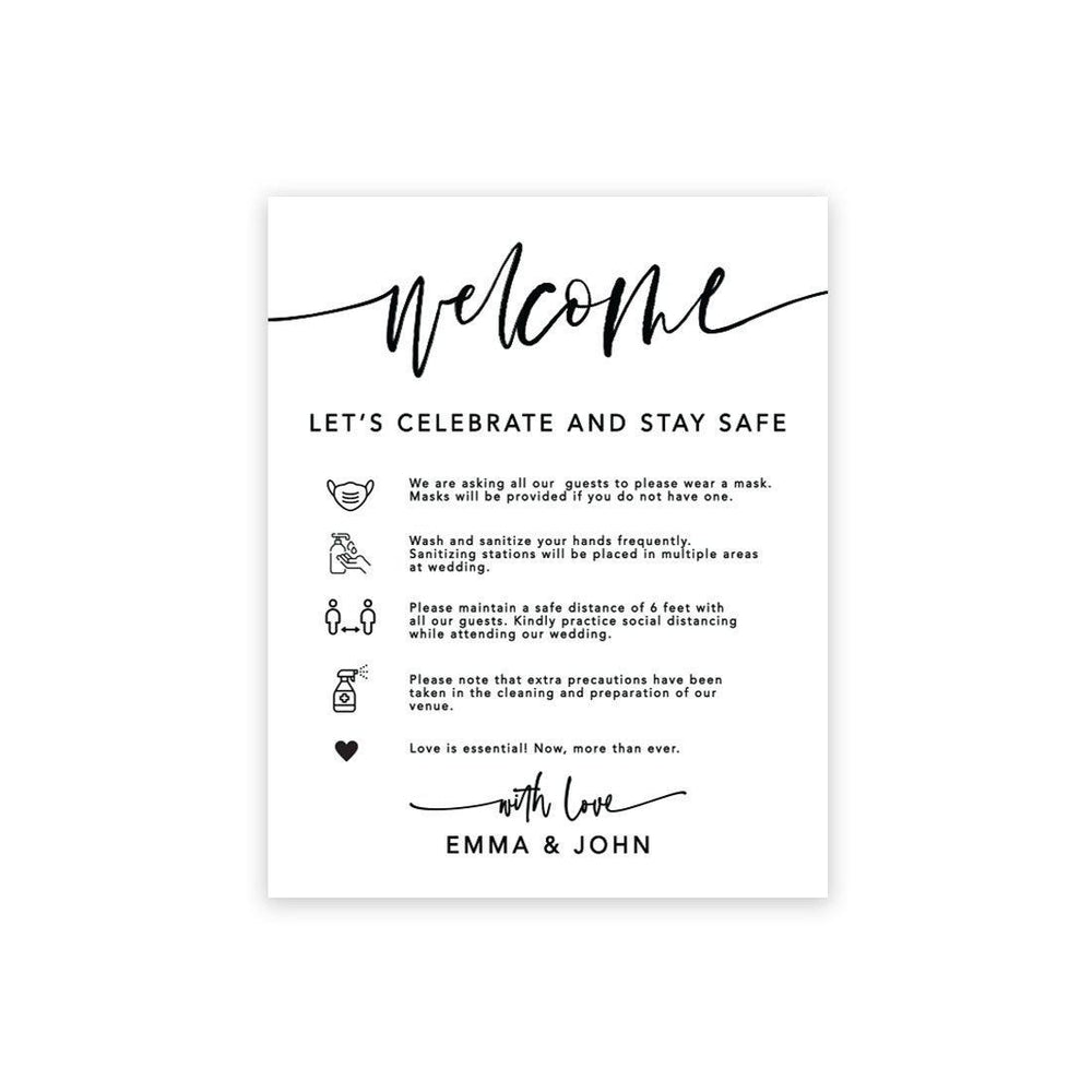 Custom Social Distance Canvas Wedding Party Signs, Welcome Let's Celebrate and Stay Safe-Set of 1-Andaz Press-Celebrate Canvas-