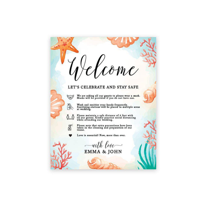 Custom Social Distance Canvas Wedding Party Signs, Welcome Let's Celebrate and Stay Safe-Set of 1-Andaz Press-Let's Celebrate-
