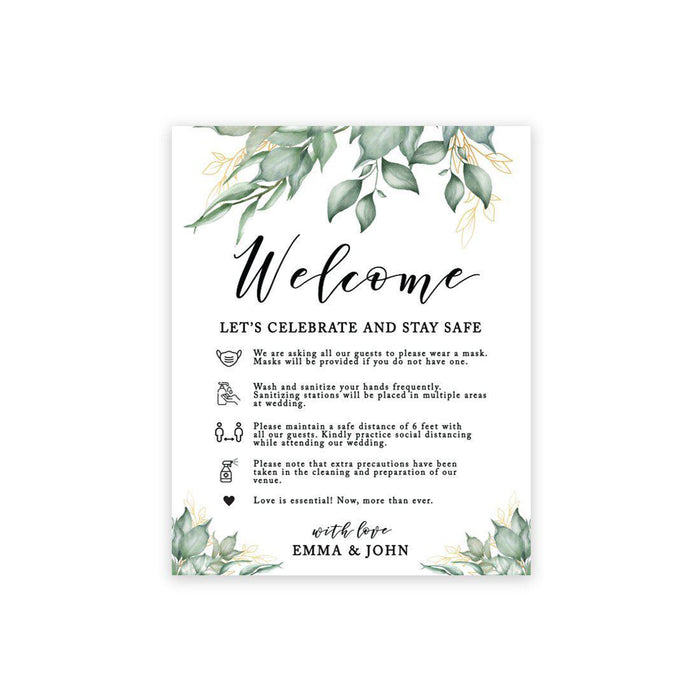 Custom Social Distance Canvas Wedding Party Signs, Welcome Let's Celebrate and Stay Safe-Set of 1-Andaz Press-Stay Safe Ink-