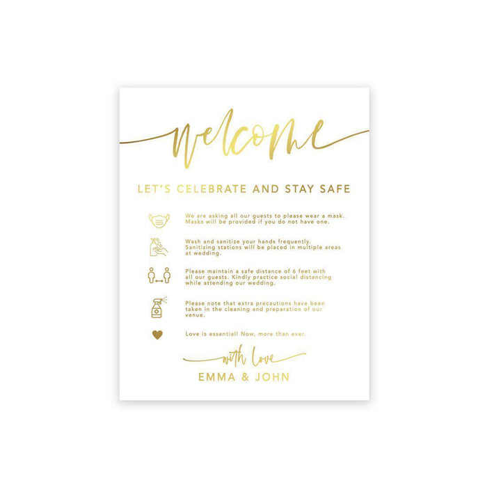 Custom Social Distance Canvas Wedding Party Signs, Welcome Let's Celebrate and Stay Safe-Set of 1-Andaz Press-Welcome Canvas-