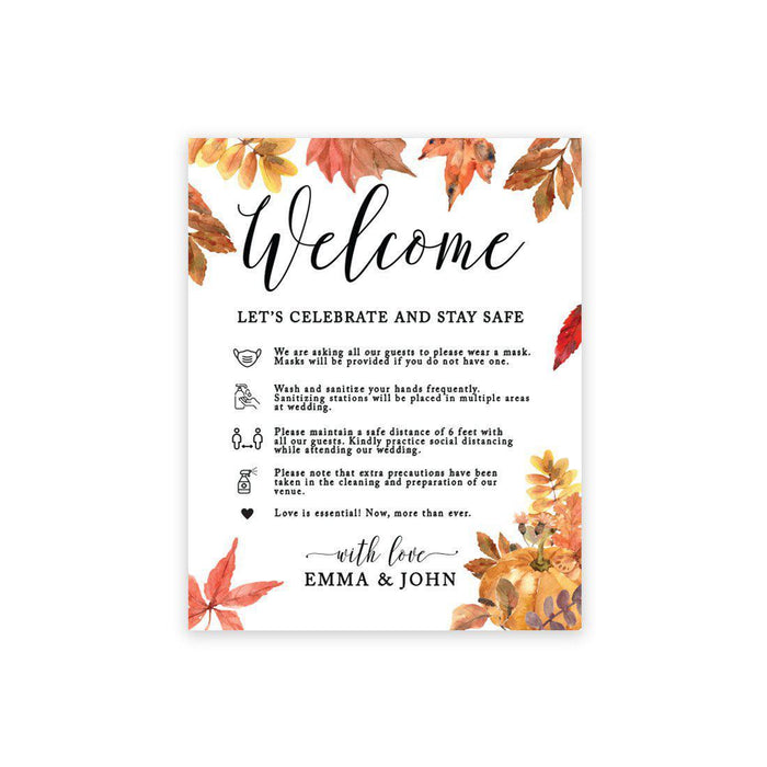 Custom Social Distance Canvas Wedding Party Signs, Welcome Let's Celebrate and Stay Safe-Set of 1-Andaz Press-Welcome Let's Celebrate Ink-