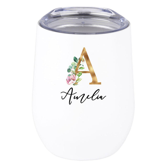 Custom Stainless Steel Stemless Insulated 12 oz Wine Tumbler with Lid Gift for Travel-Set of 1-Andaz Press-Tropical-