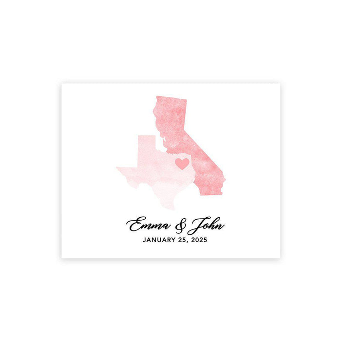 Custom State Canvas Wedding Guestbook Welcome Signs-Set of 1-Andaz Press-Rustic Wood Two States Where We Met-