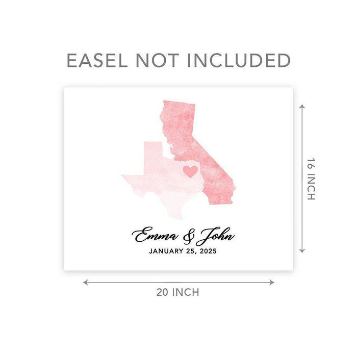 Custom State Canvas Wedding Guestbook Welcome Signs-Set of 1-Andaz Press-Rustic Wood Two States Where We Met-