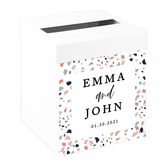 Custom Sturdy White Wedding Day Card Box-Set of 1-Andaz Press-Geometric Greenery-