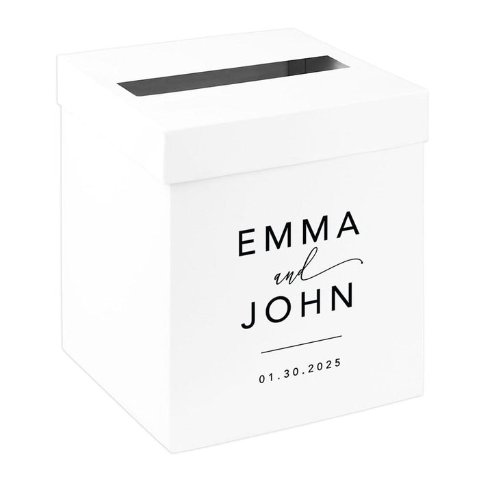 Custom Sturdy White Wedding Day Card Box-Set of 1-Andaz Press-Geometric Greenery-