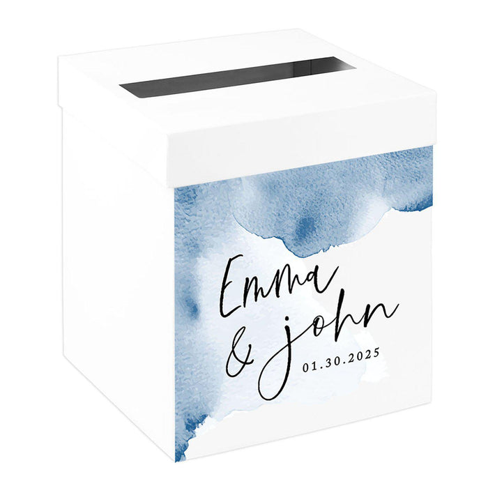 Custom Sturdy White Wedding Day Card Box-Set of 1-Andaz Press-Geometric Greenery-