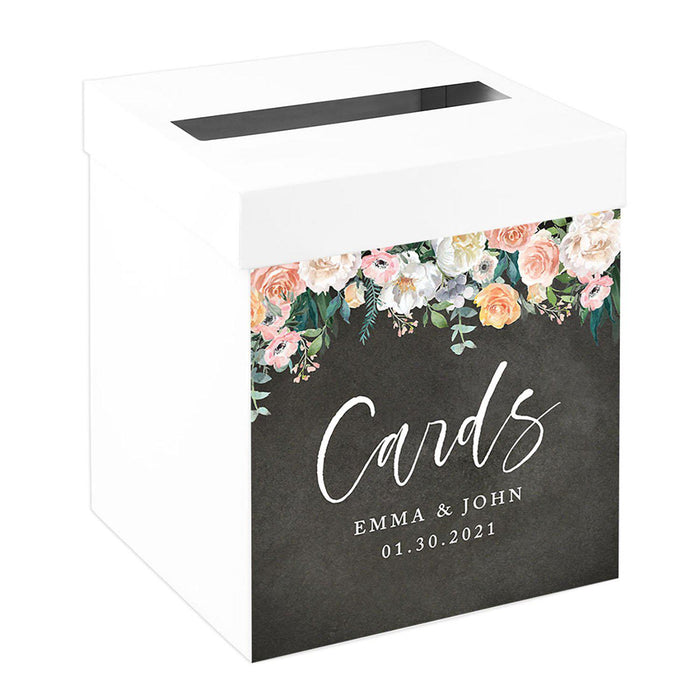 Custom Sturdy White Wedding Day Card Box-Set of 1-Andaz Press-Geometric Greenery-