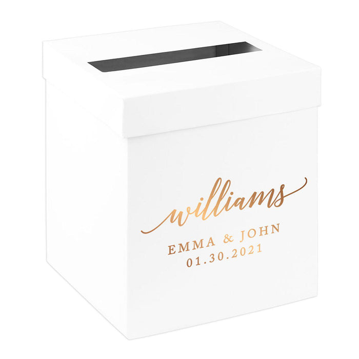 Custom Sturdy White Wedding Day Card Box-Set of 1-Andaz Press-Geometric Greenery-