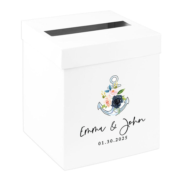 Custom Sturdy White Wedding Day Card Box-Set of 1-Andaz Press-Geometric Greenery-