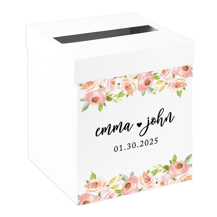 Custom Sturdy White Wedding Day Card Box-Set of 1-Andaz Press-Geometric Greenery-
