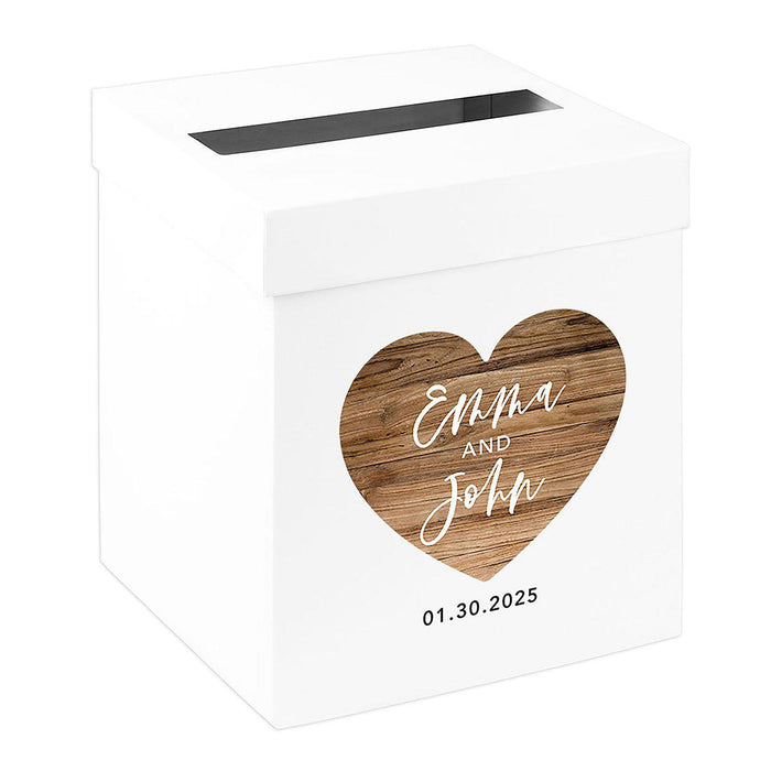 Custom Sturdy White Wedding Day Card Box-Set of 1-Andaz Press-Geometric Greenery-