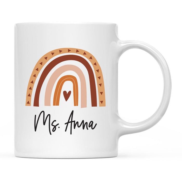 Custom Teacher Appreciation Coffee Mug - Cute Mugs for Teacher Gifts-Set of 1-Andaz Press-Boho Rainbow Mug-