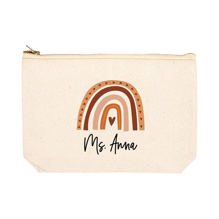 Custom Teacher Appreciation Cosmetic Bags - Aesthetic Bag for Teacher Supplies, 6 Designs Available-Set of 1-Andaz Press-Rainbow Custom Name-