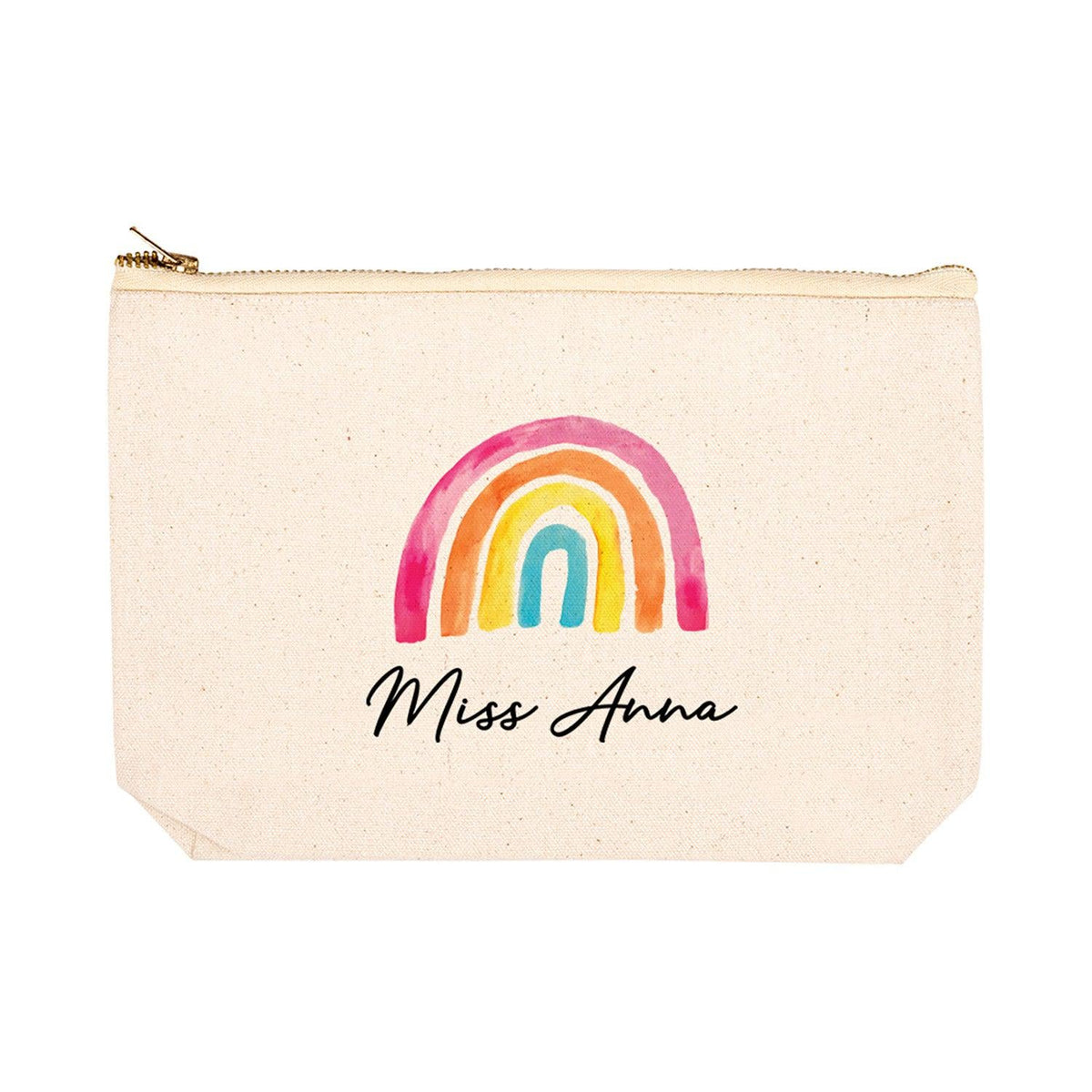 Personalized Rainbow Linen Pencil Pouch For Women For Teachers