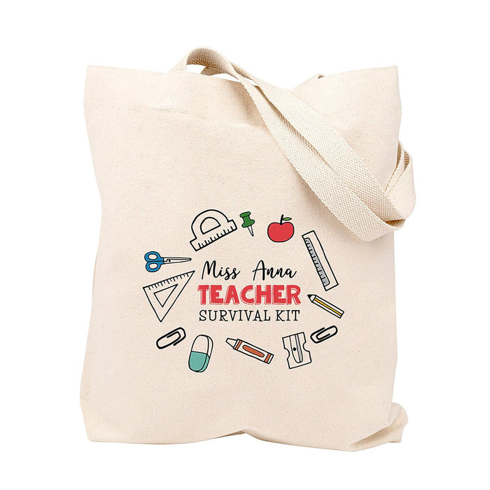 Custom Teacher Appreciation Tote Bags Cute Boho Teacher Tote Bag, Best Teacher Gifts-Set of 1-Andaz Press-Apple-